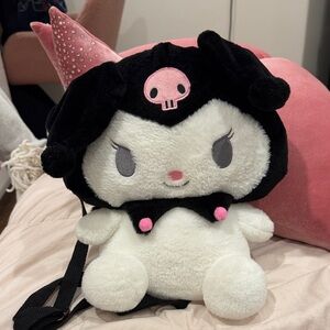 Hello Kitty Black and White Stuffed Animal with Pink Accents
